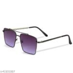 Retro Rectangular Aviator Sunglasses Premium Glass Lens Flat Metal Sun Glasses Men Women
